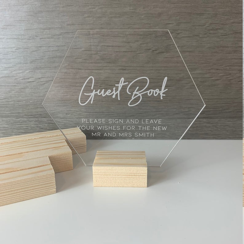 Wooden Holder For Acrylic Signs - Wedding Lux