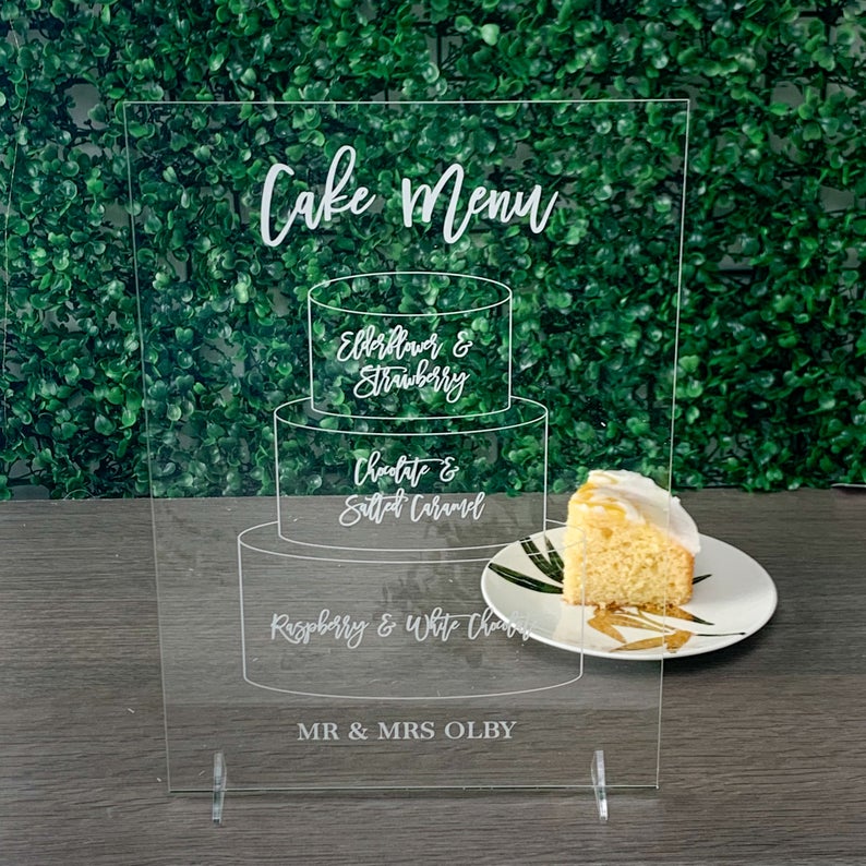 Acrylic Cake Illustration Flavour Sign 