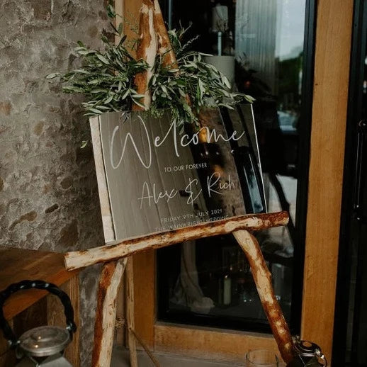 Silver Mirror Wedding Welcome Sign