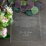 Brides Personalised Wedding Vows Sign